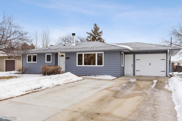 single story home with a garage