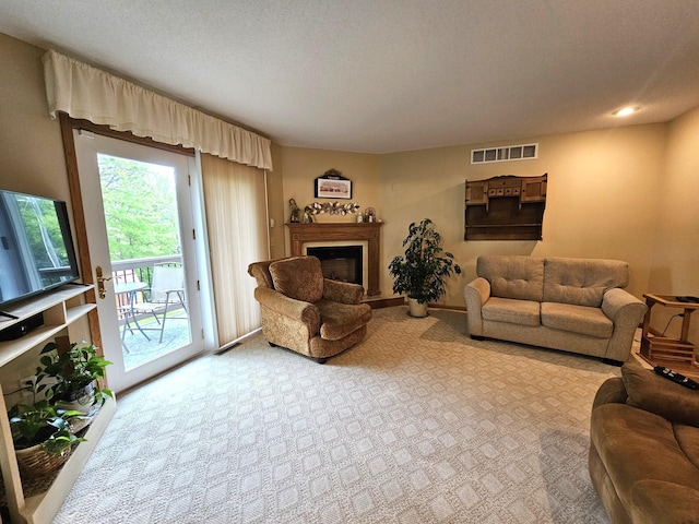 8785 Ilex Pl NW, Rice, MN 56367 - living area with a fireplace with raised hearth, healthy amount of natural light, carpet, and recessed lighting