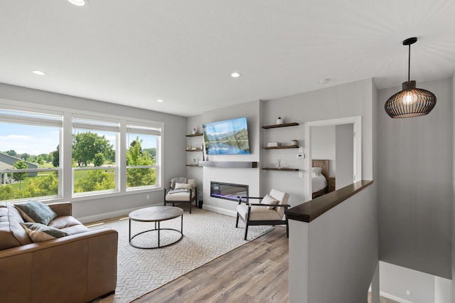 living room featuring light wood-type flooring