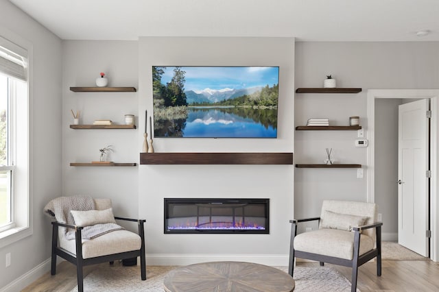 sitting room featuring light hardwood / wood-style flooring