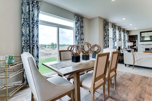 dining area with light wood-type flooring