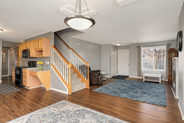 foyer with dark hardwood / wood-style flooring