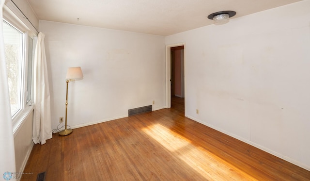 unfurnished room featuring a wealth of natural light and wood-type flooring