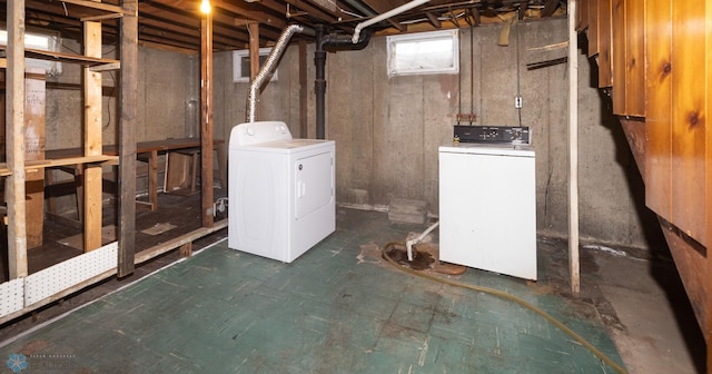 basement with separate washer and dryer