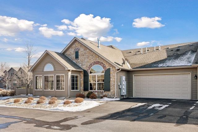 front facade with a garage