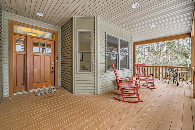 wooden deck with covered porch