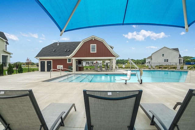 view of pool with a patio area