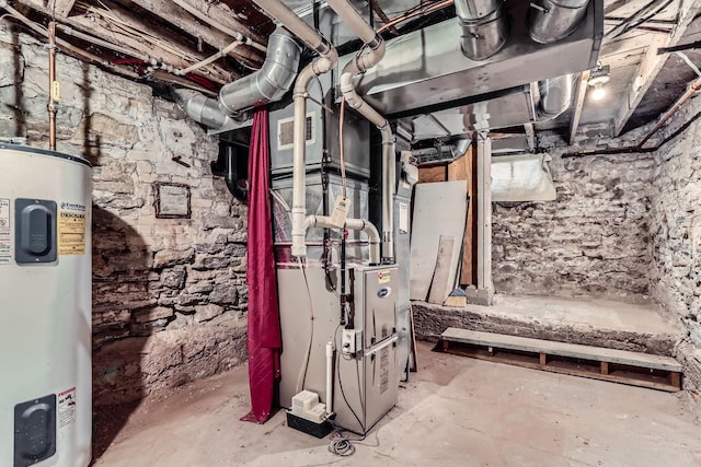 basement featuring water heater