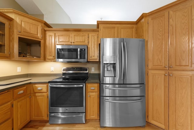 kitchen featuring light hardwood / wood-style flooring and appliances with stainless steel finishes