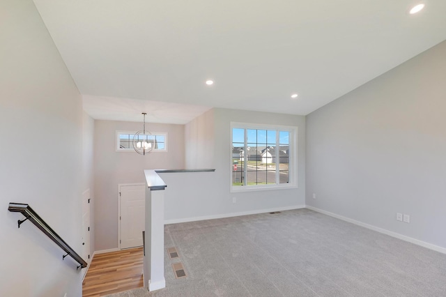 interior space featuring a chandelier