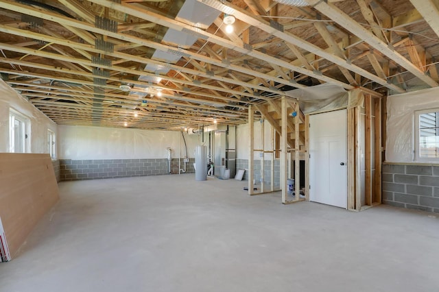 basement with water heater