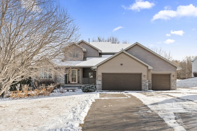 view of front of house with a garage