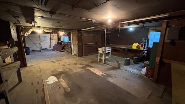 view of unfinished basement