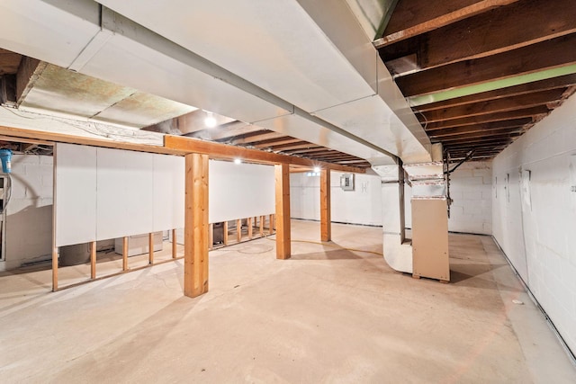 basement with heating unit