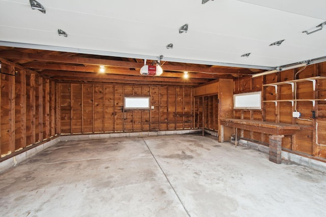 garage with a garage door opener