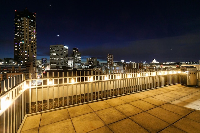 view of patio at night