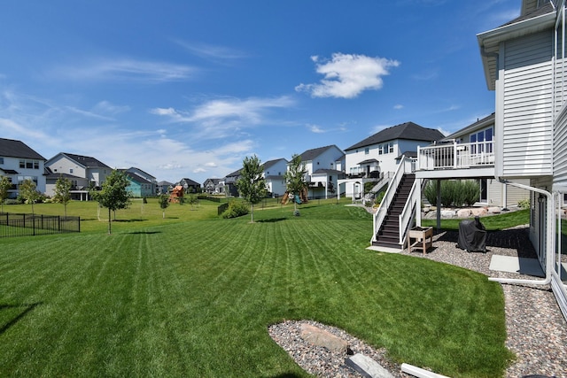 view of yard with a deck