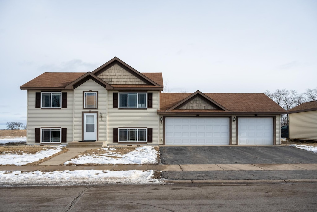 view of front of property with a garage