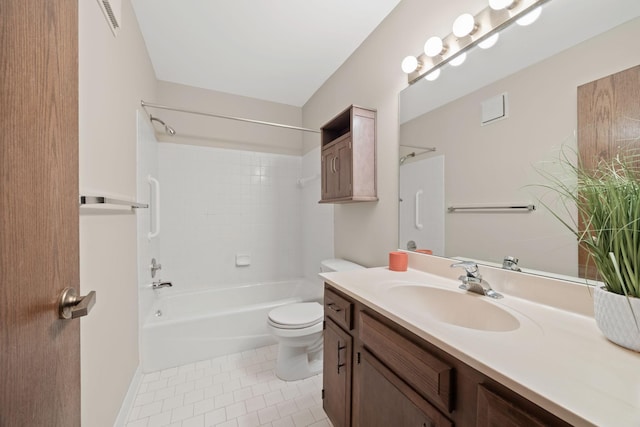 9700 Portland Ave S Unit 226, Bloomington, MN 55420 - bathroom with vanity, shower / washtub combination, tile patterned flooring, and toilet