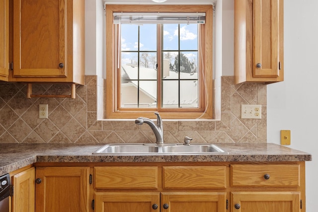 kitchen with dishwasher, sink, and decorative backsplash