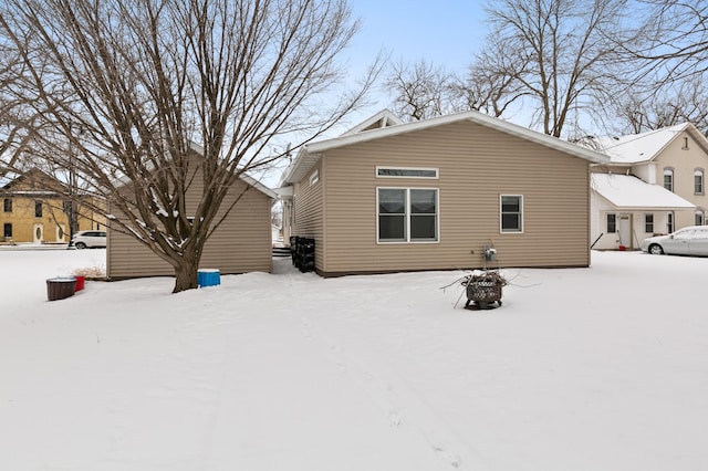 view of snow covered property