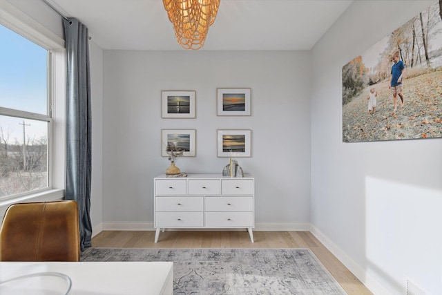 living area featuring light hardwood / wood-style floors