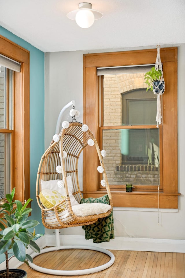 interior details with hardwood / wood-style flooring