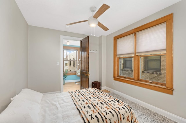 bedroom featuring ceiling fan