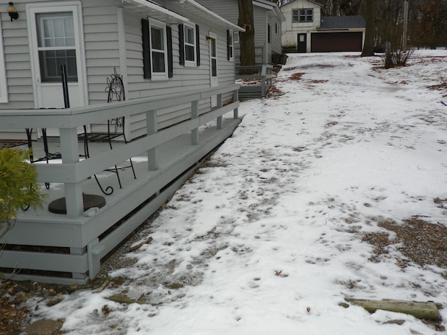 view of snow covered exterior