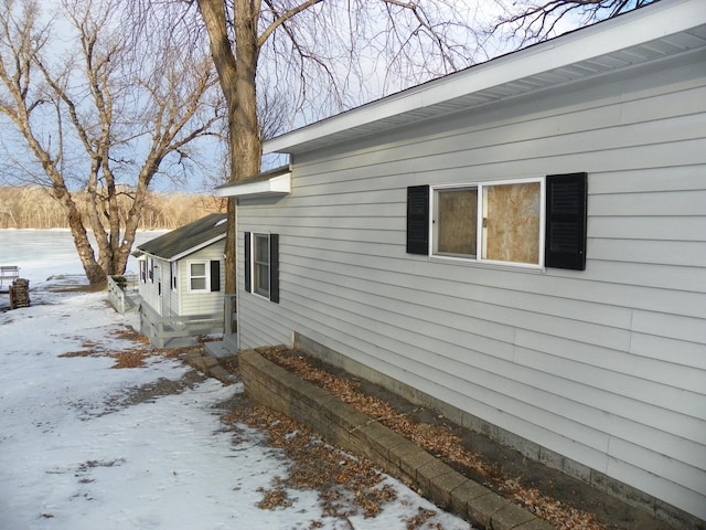 view of snow covered exterior