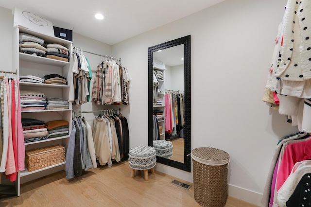 spacious closet with light wood-type flooring