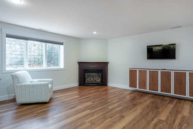 unfurnished room with dark hardwood / wood-style floors