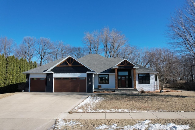 view of front of property with a garage