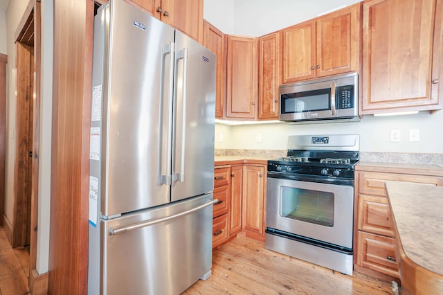 kitchen featuring light hardwood / wood-style flooring and stainless steel appliances