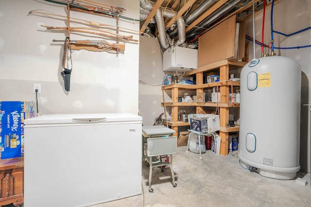 utility room featuring water heater