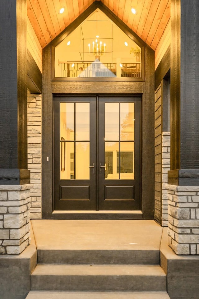 property entrance with french doors