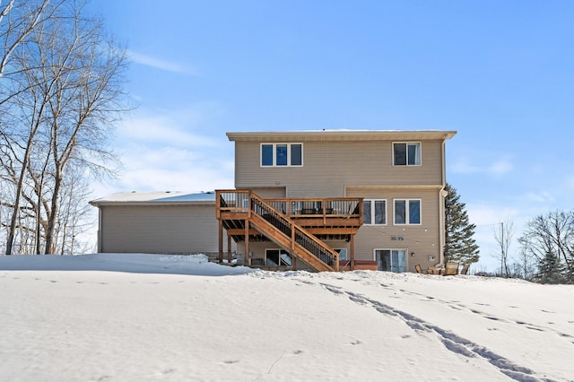 view of front facade featuring a deck and stairs