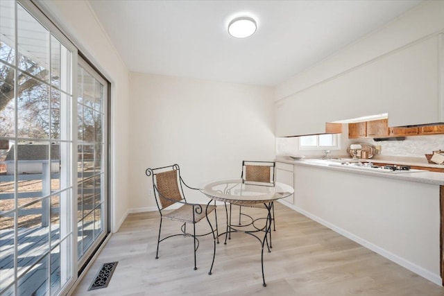 dining room featuring light hardwood / wood-style floors