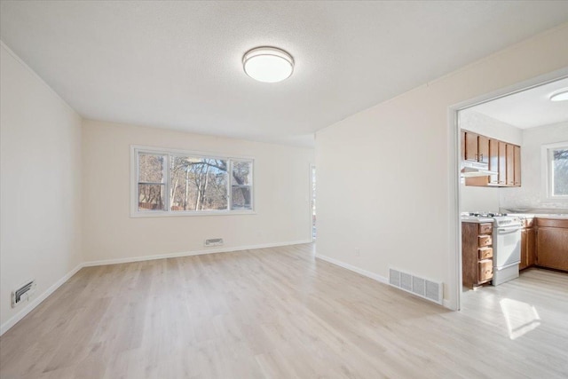 empty room featuring a textured ceiling and light wood-type flooring