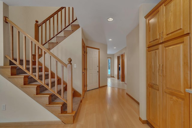 interior space with light hardwood / wood-style flooring