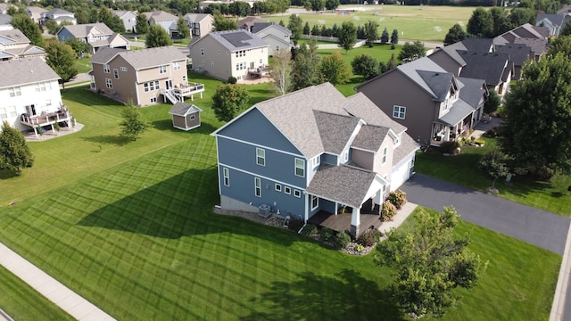 aerial view with a residential view