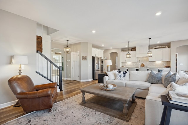 living room featuring light hardwood / wood-style floors