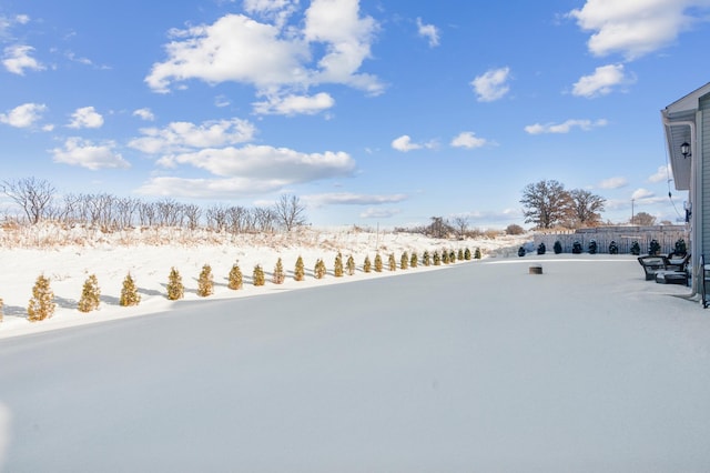 view of yard covered in snow