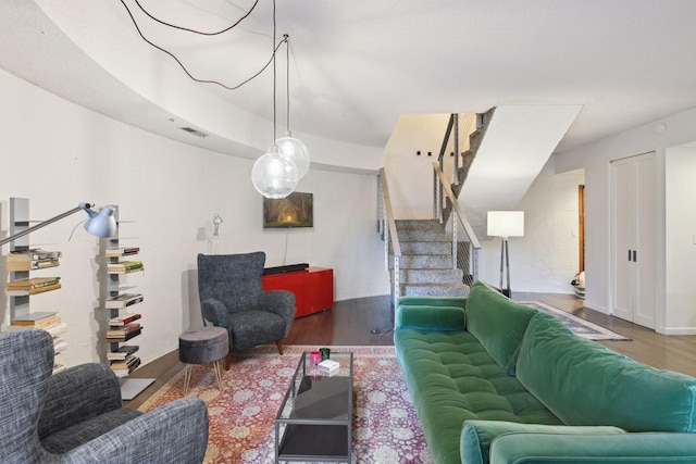 living room with wood-type flooring