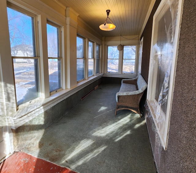 view of unfurnished sunroom