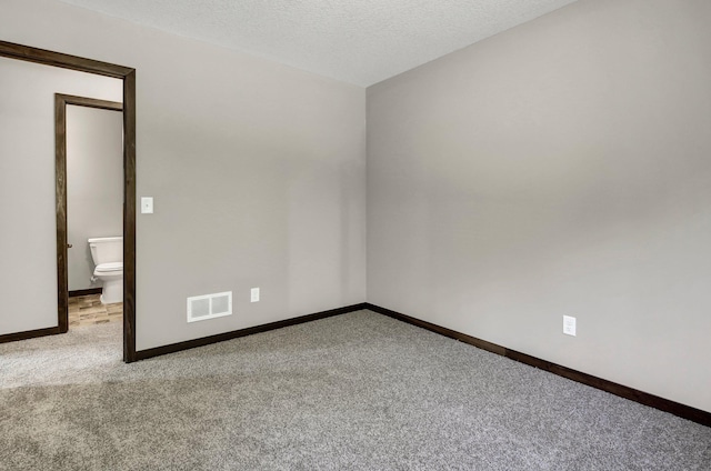 carpeted spare room with a textured ceiling