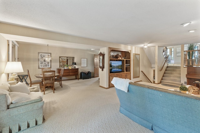 living room with carpet floors