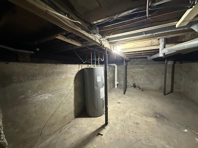 basement with electric water heater