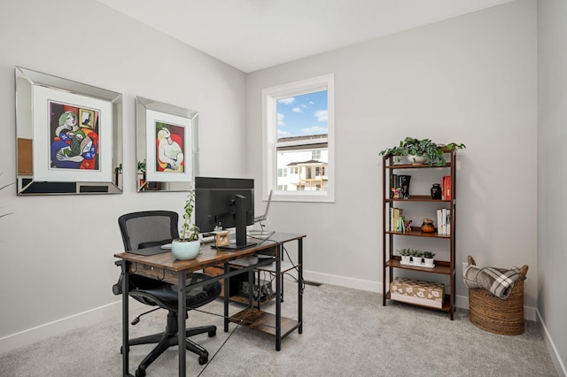 office featuring light colored carpet