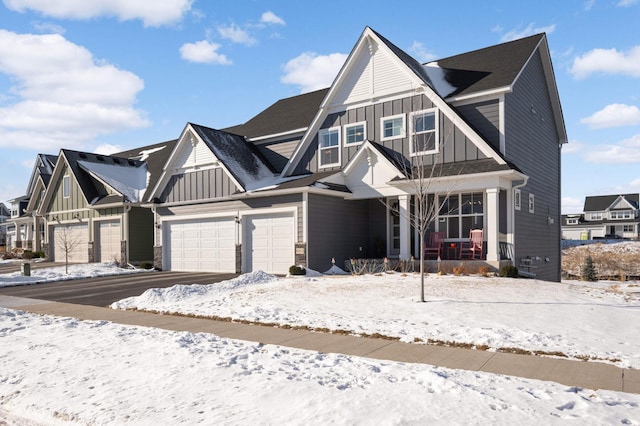 view of front facade with a porch and board and batten siding